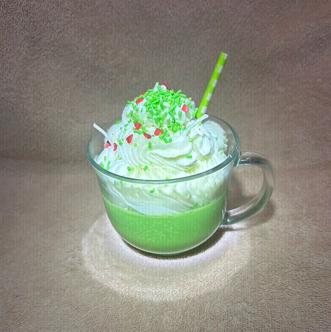 Grinch peppermint and vanilla latte soy candle