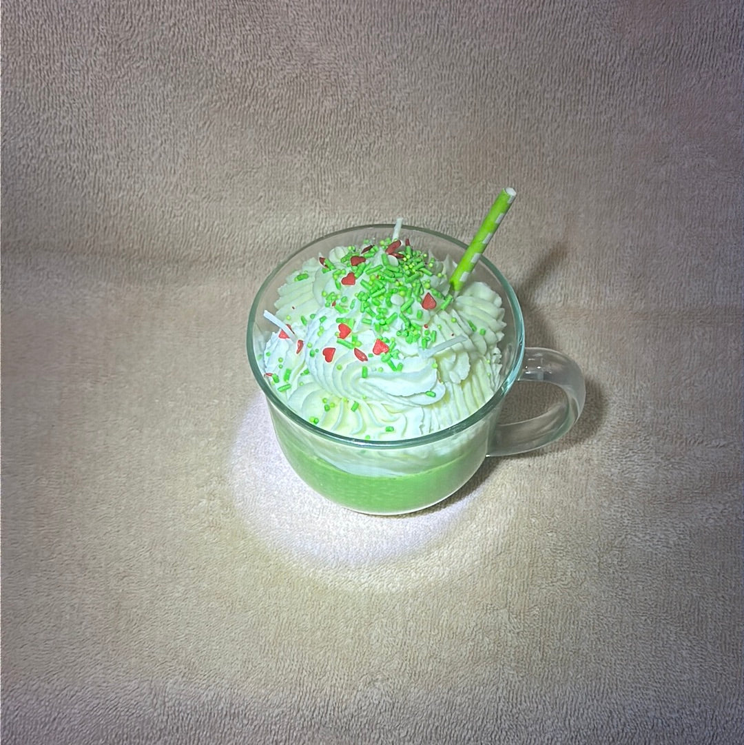 Grinch peppermint and vanilla latte soy candle
