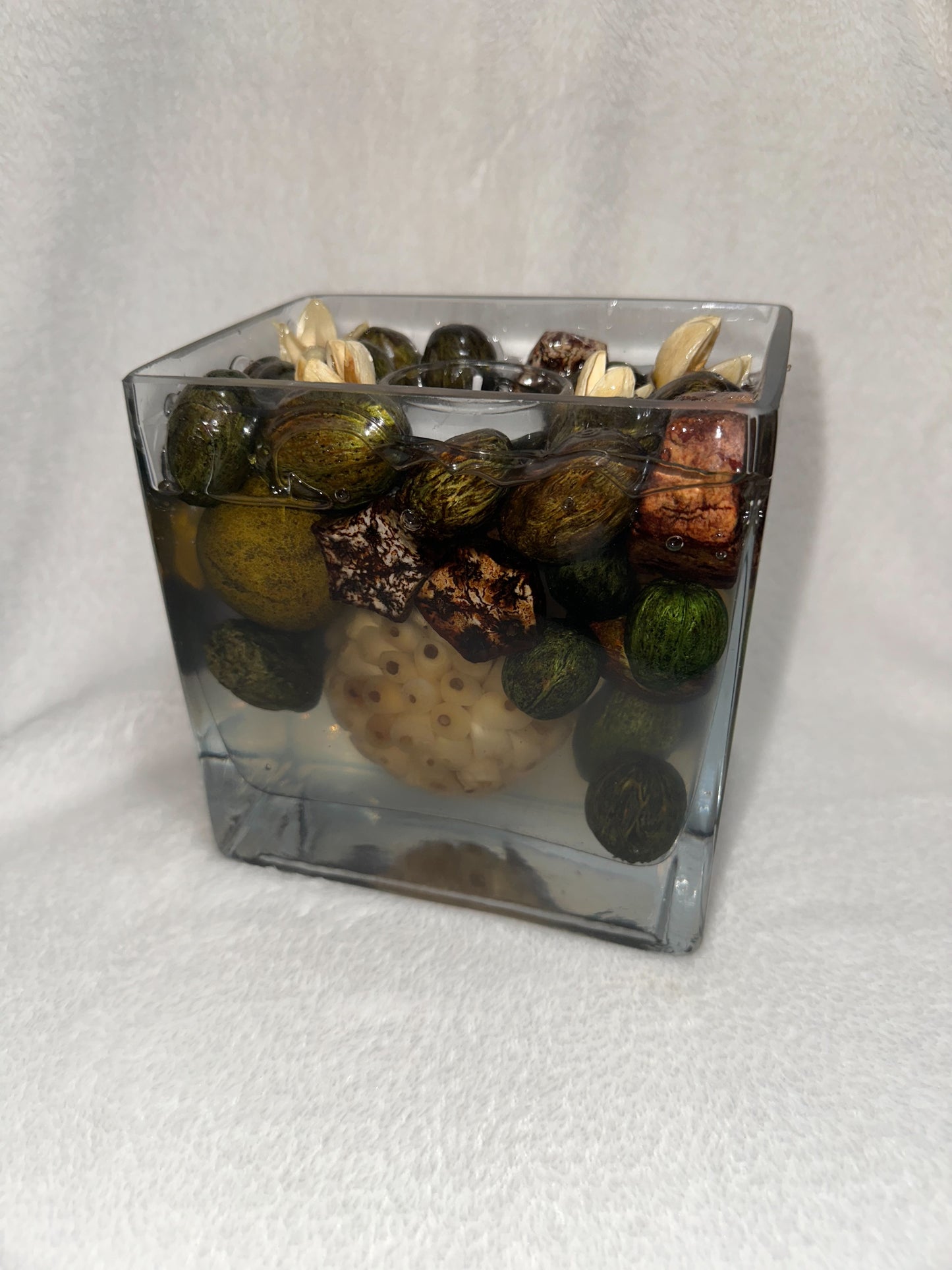 Large Garden Mix Luxury Aromatic Potpourri Gel Tea Light Candle Holder