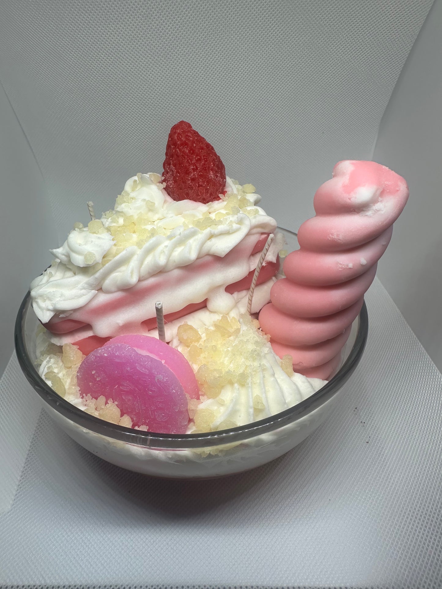 Strawberry cake and ice cream