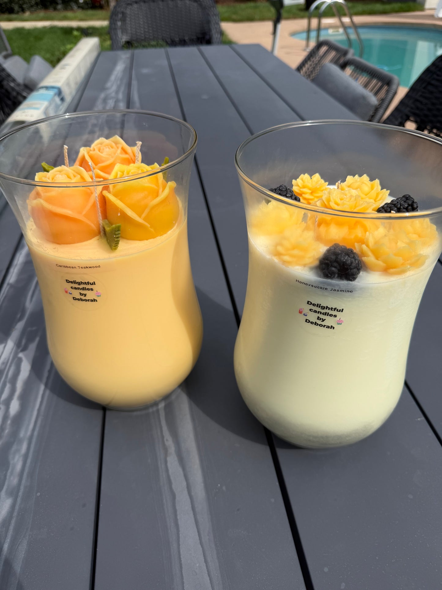 Large floral soy candles